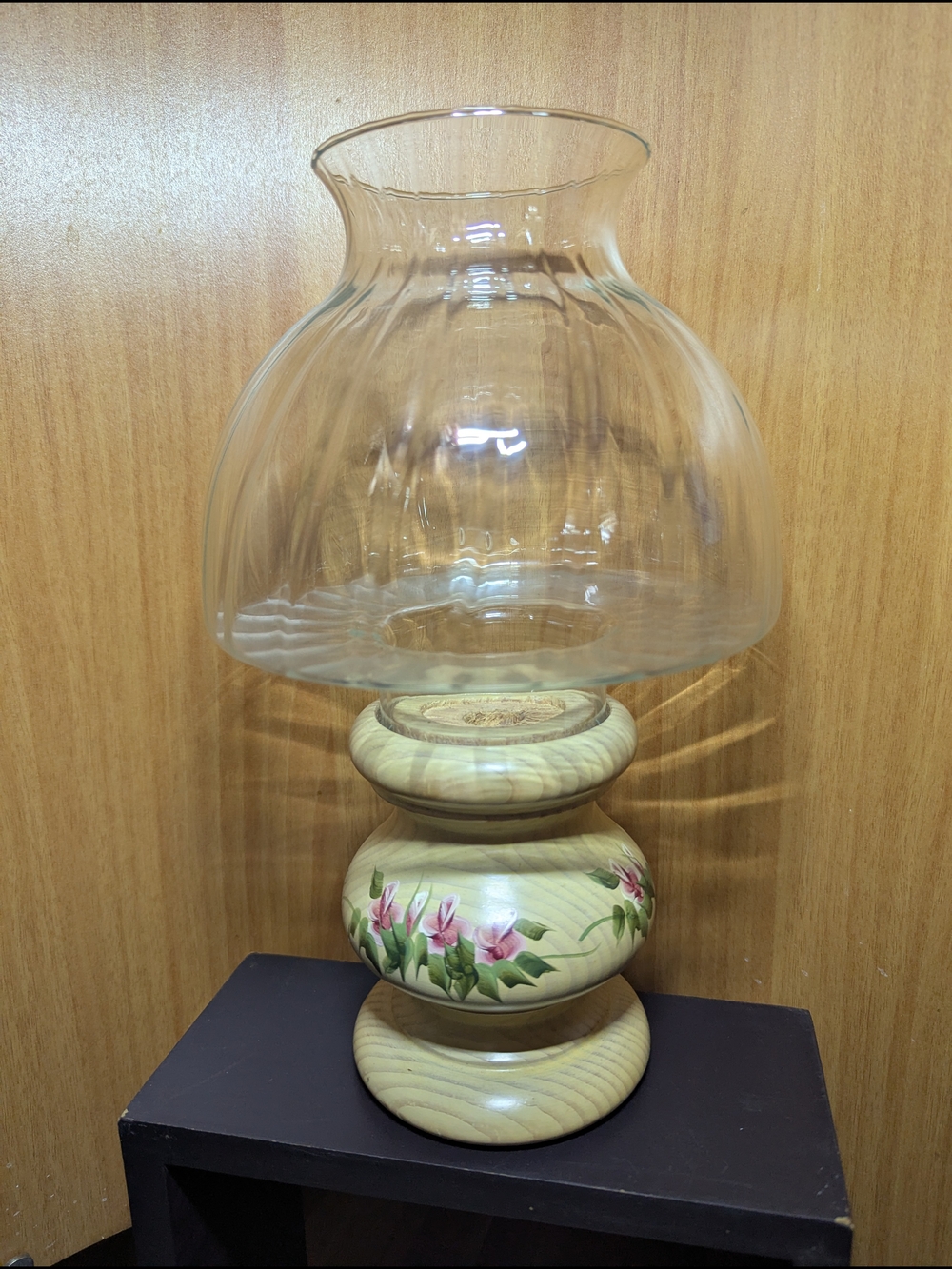 Cottagecore Hurricane Candle Lamp- Hand-Painted